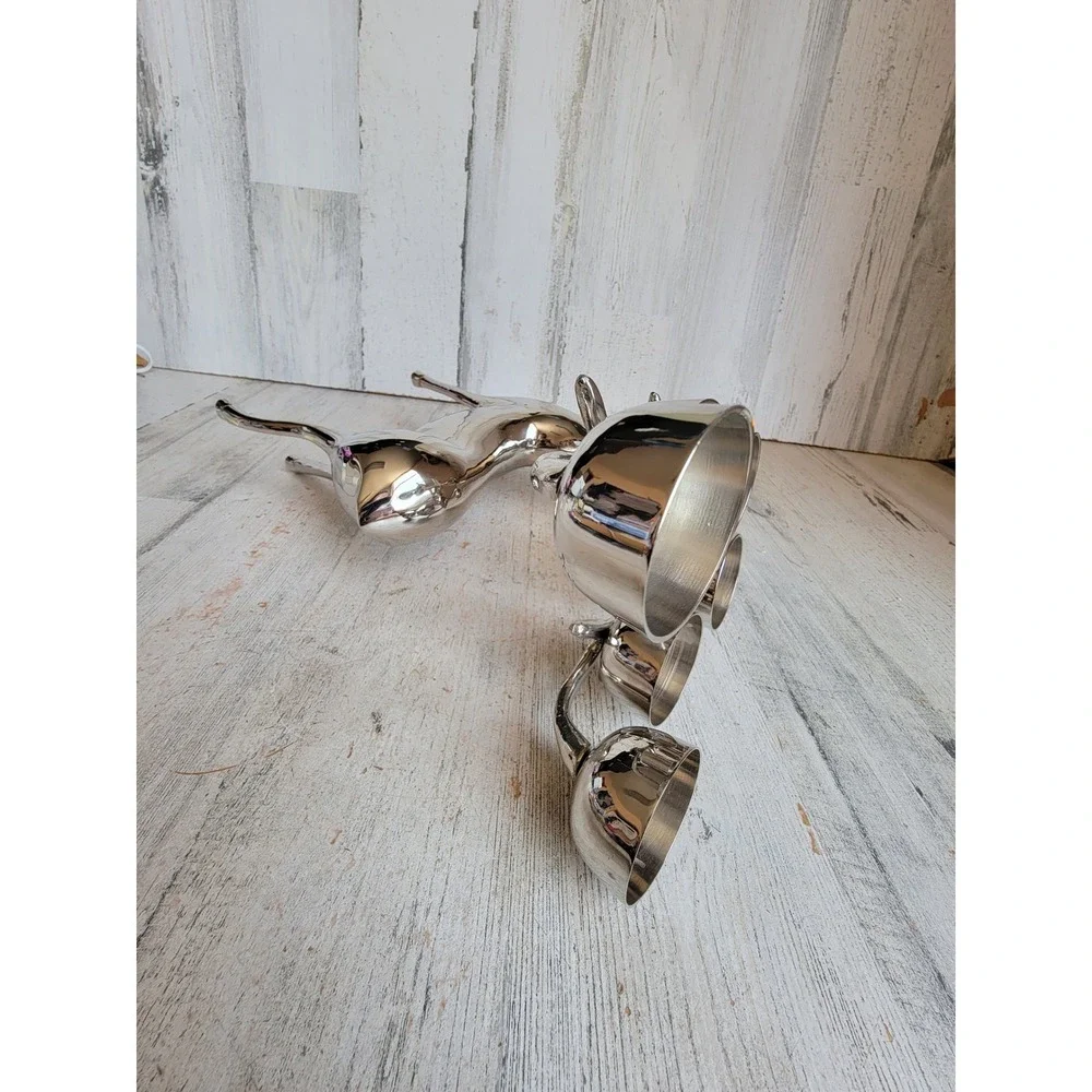Pottery Barn? reindeer silver metal tea light candle holder Xmas Unique Home
